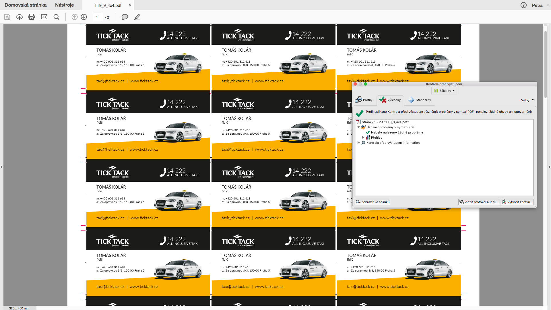 Kontrola vizitek před tiskem zdarma